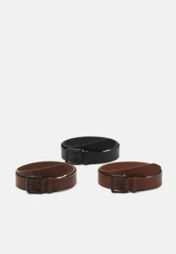Pier One 3 Pack Unisex - Riem - Black/Brown /Cognac